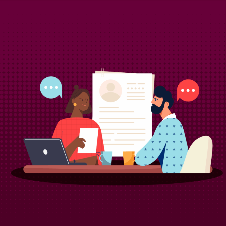 Two employees in an interview.
